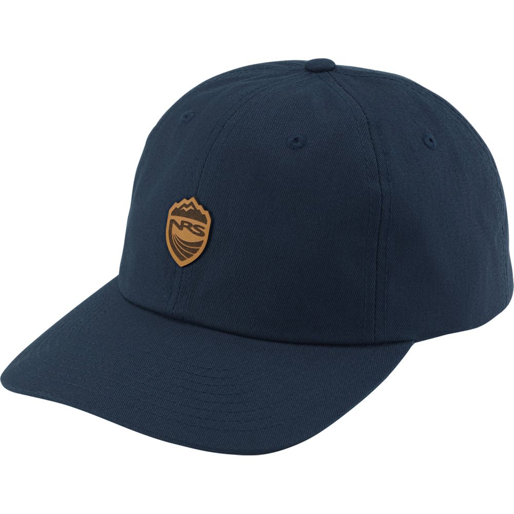 NRS Dad Hat Navy Leather logo